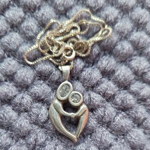 Elegant Silver Couple Pendant Necklace